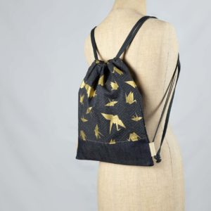 Sac à Dos doublé Origami Doré et Denim.