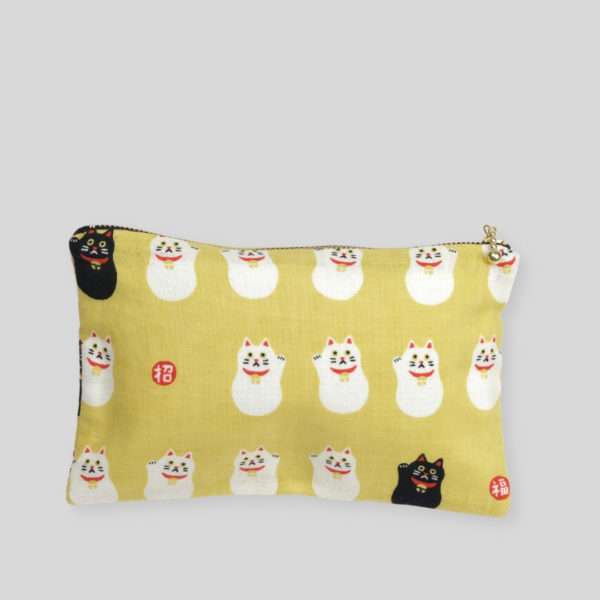 trousse zippée jaune Maneki Neko