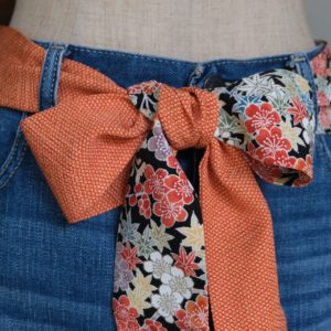 Ceinture upcyclée en soie de kimono