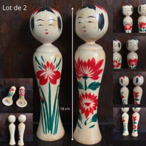 Lot de 2 Kokeshi vintage (Taille approx. H18cm)