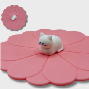Couvre-tasse chat rose en silicone